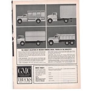 GMC Diesel Trucks Magazine Advertisement 1964 Vintage Toro Flow Medium Tonnage